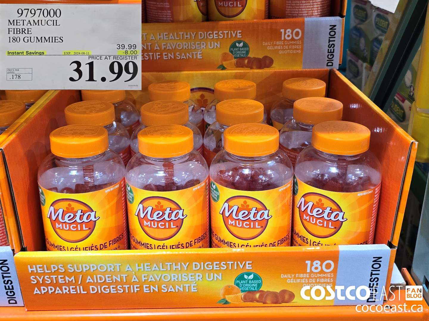 9797000 METAMUCIL FIBRE GUMMIES 180 COUNT ($8.00 INSTANT SAVINGS EXPIRES ON 2024-08-11) $31.99