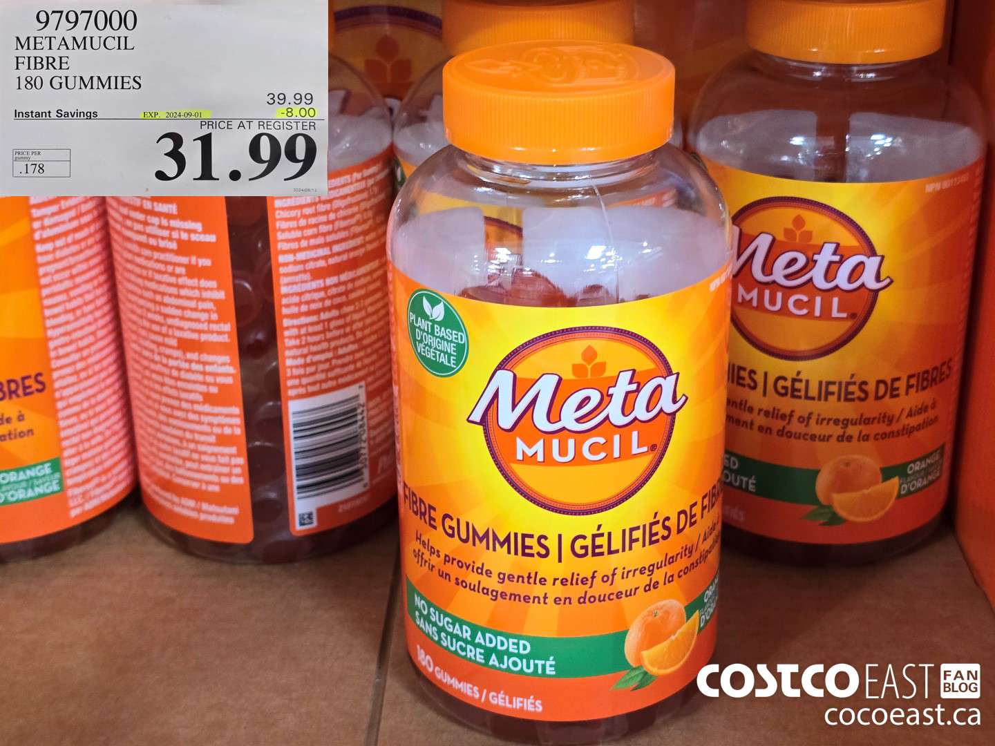 9797000 METAMUCIL FIBRE GUMMIES 180 COUNT ($8.00 INSTANT SAVINGS EXPIRES ON 2024-09-01) $31.99