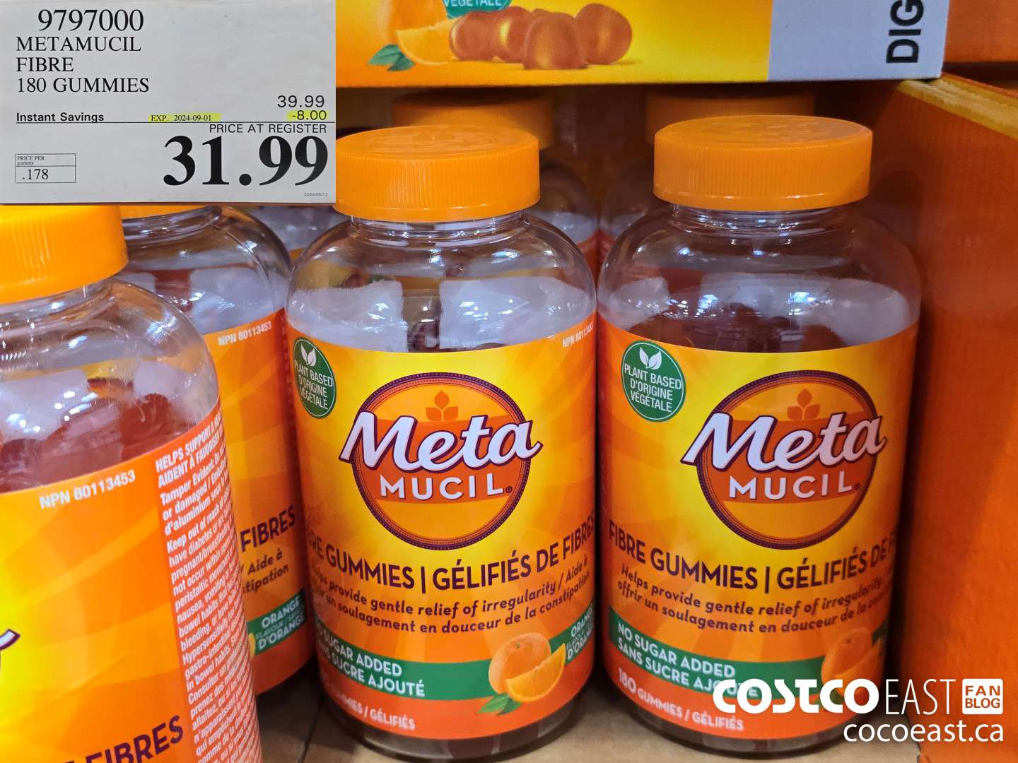 9797000 METAMUCIL FIBRE GUMMIES 180 COUNT ($8.00 INSTANT SAVINGS EXPIRES ON 2024-09-01) $31.99