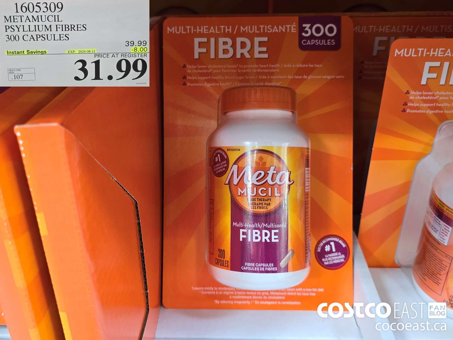 1605309 METAMUCIL PSYLLIUM FIBRES 300 CAPSULES ($8.00 INSTANT SAVINGS EXPIRES ON 2024-08-11) $31.99