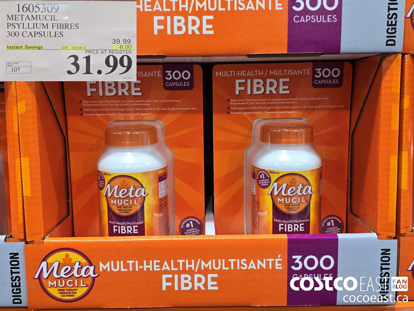 1605309 METAMUCIL PSYLLIUM FIBRES 300 CAPSULES ($8.00 INSTANT SAVINGS EXPIRES ON 2024-08-11) $31.99