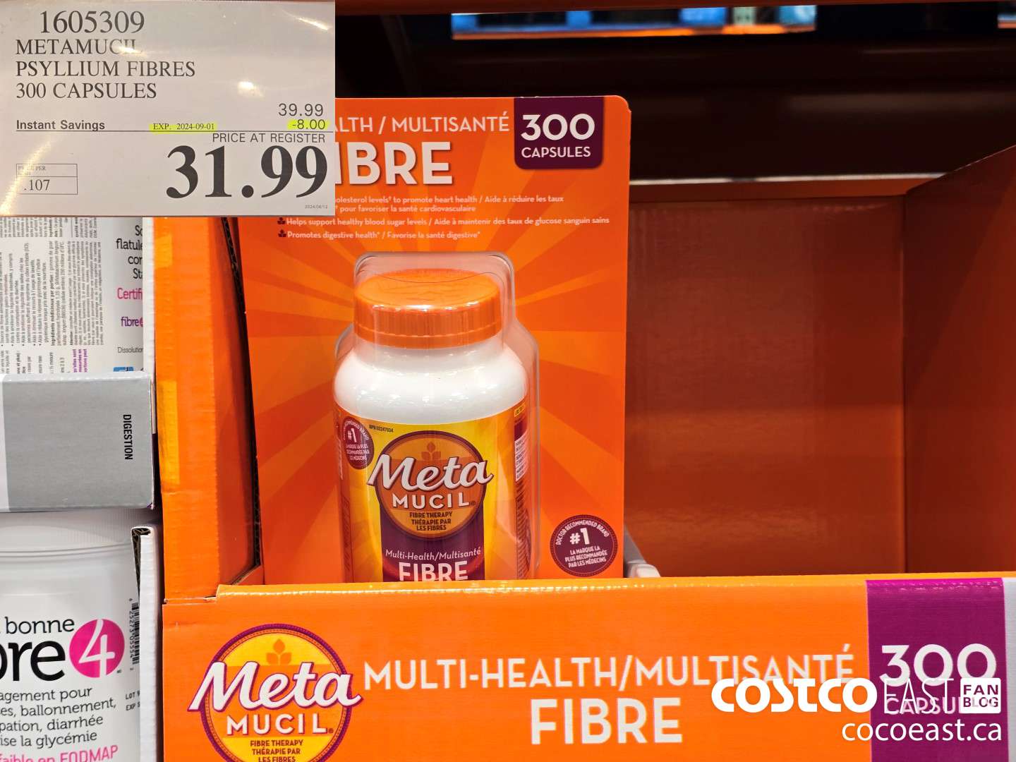 1605309 METAMUCIL PSYLLIUM FIBRES 300 CAPSULES ($8.00 INSTANT SAVINGS EXPIRES ON 2024-09-01) $31.99