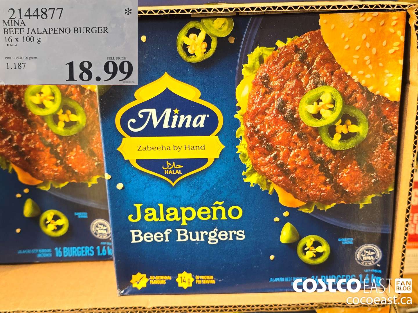 2144877 MINA BEEF JALAPENO BURGER 16 x 100 g $18.99