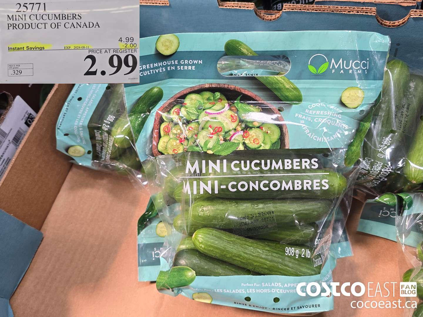 25771 MINI CUCUMBERS PRODUCT OF CANADA ($2.00 INSTANT SAVINGS EXPIRES ON 2024-08-11) $2.99