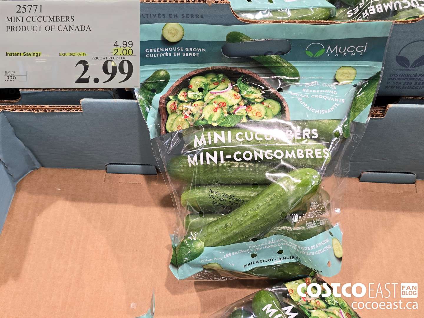 25771 MINI CUCUMBERS PRODUCT OF CANADA ($2.00 INSTANT SAVINGS EXPIRES ON 2024-08-18) $2.99