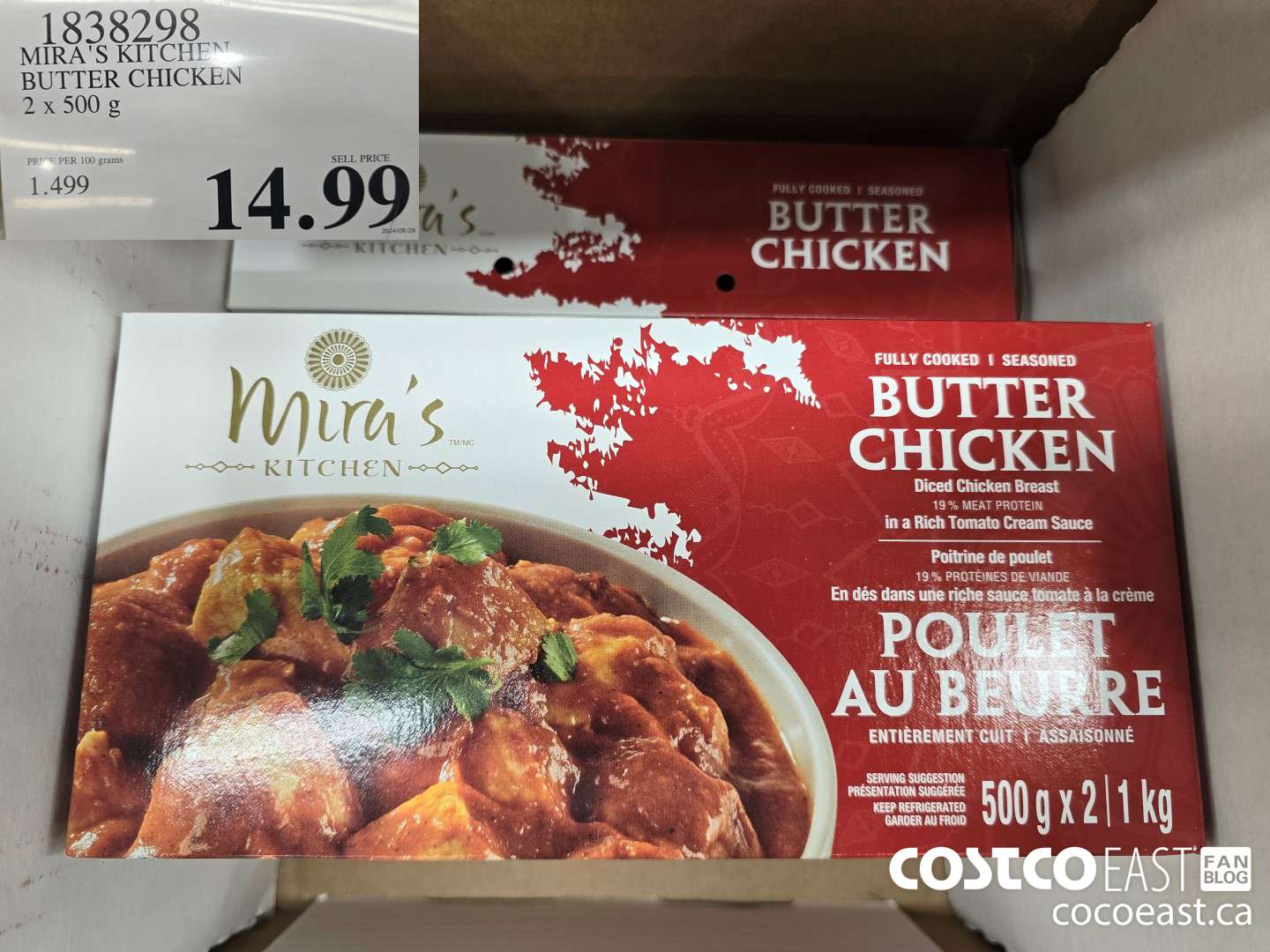 1838298 MIRA'S KITCHEN BUTTER CHICKEN 2 x 500 g $14.99