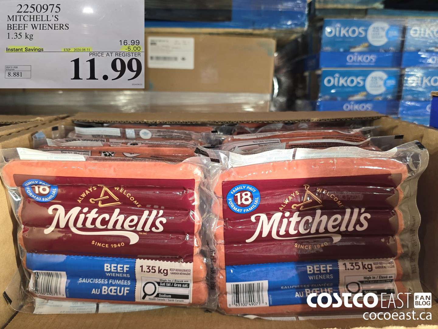 2250975 MITCHELL'S BEEF WIENERS 1.35 KG ($5.00 INSTANT SAVINGS EXPIRES ON 2024-08-31) $11.99