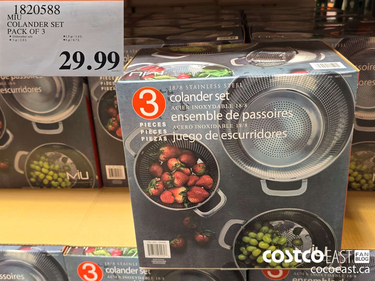 1820588 MIU COLANDER SET PACK OF 3 $29.99