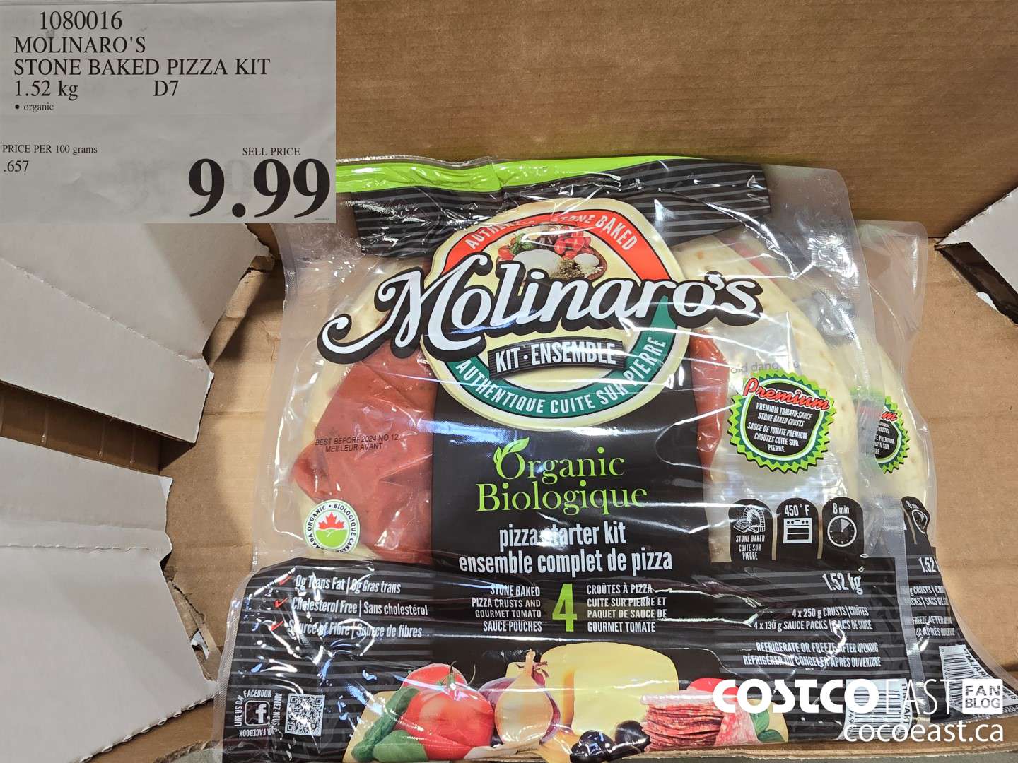 1080016 MOLINARO'S STONE BAKED PIZZA KIT 1.52KG $6.99