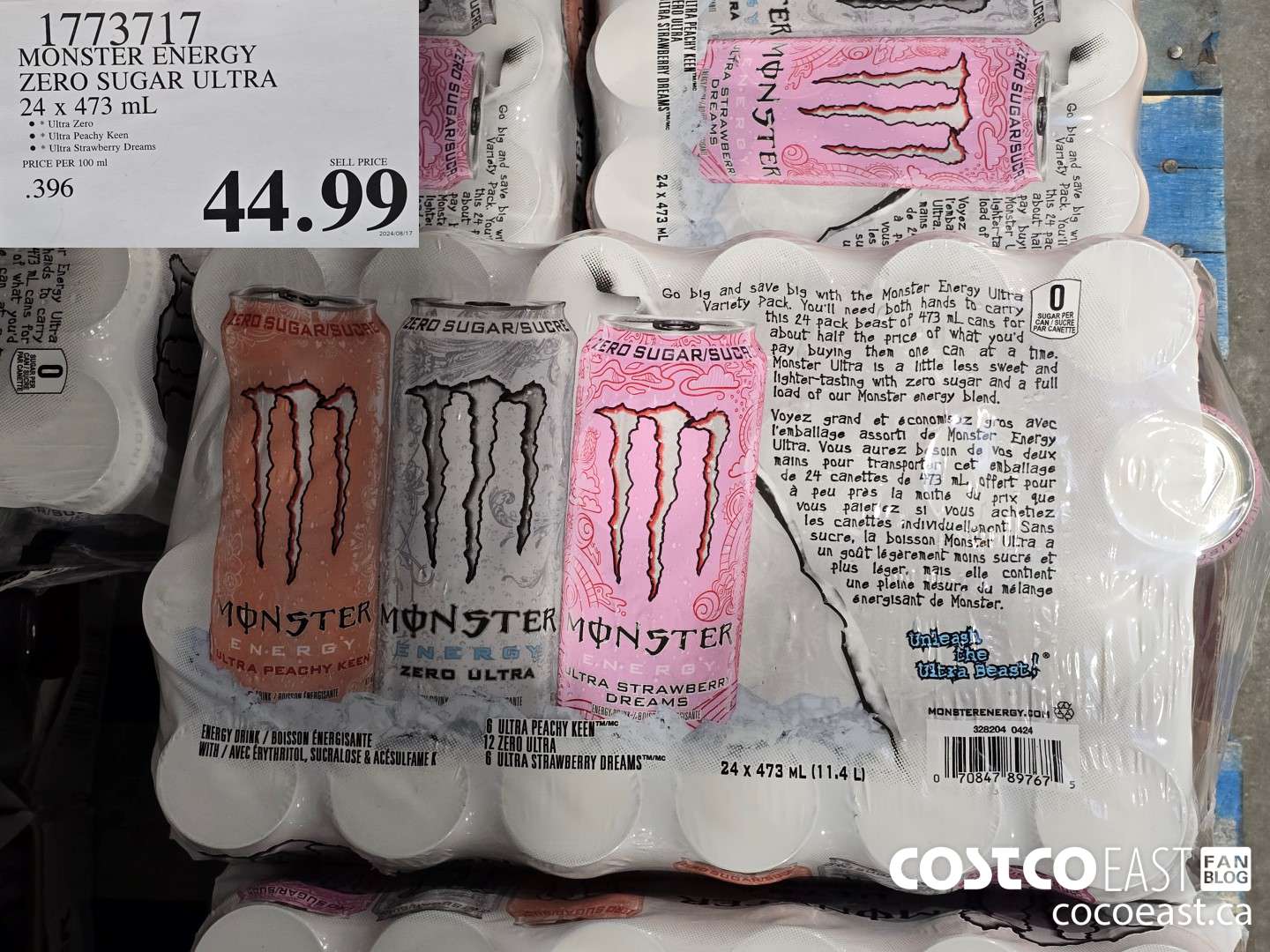 1773717 MONSTER ENERGY ZERO SUGAR ULTRA 24 X 473 ML $44.99