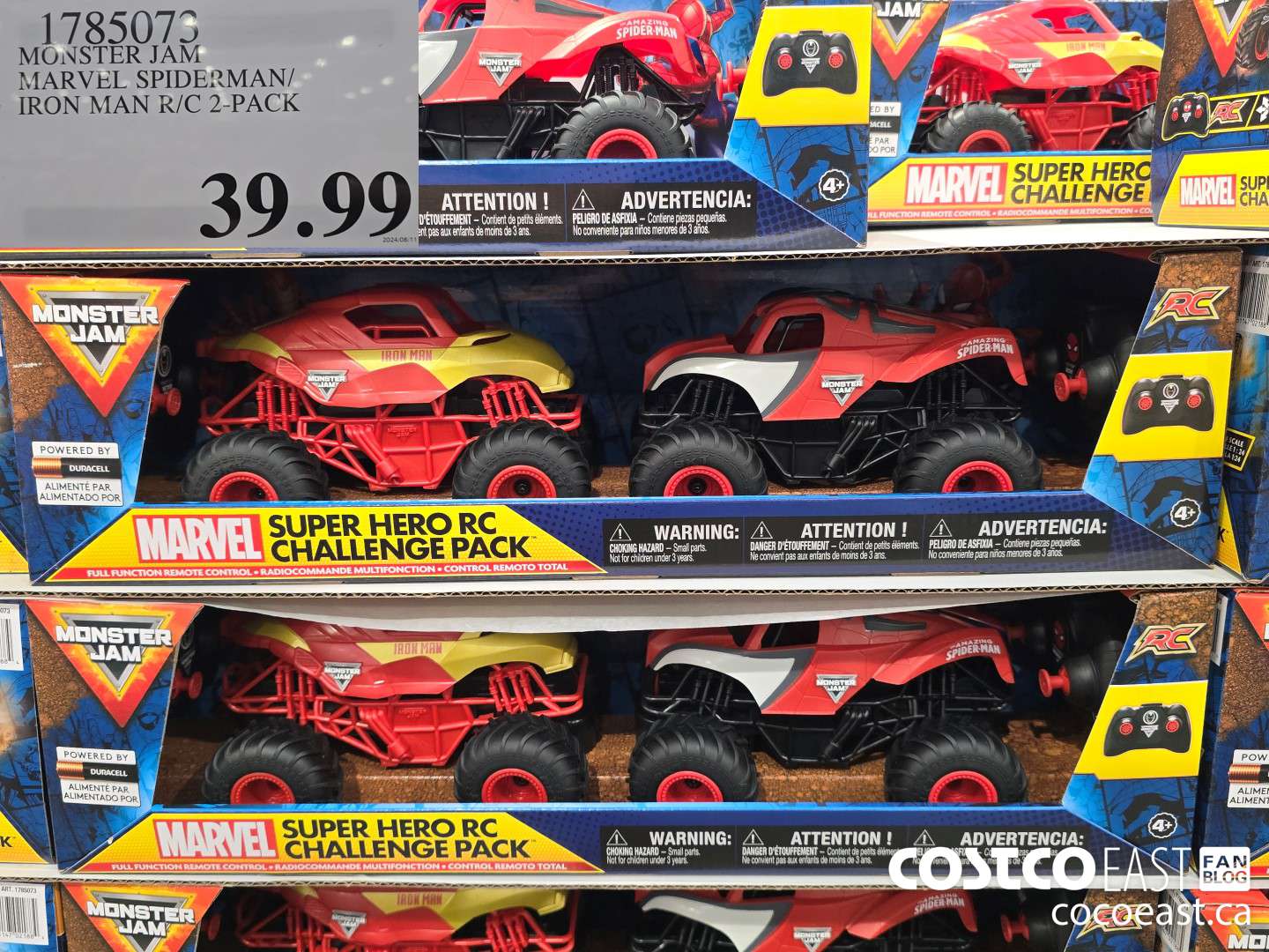 1785173 MONSTER JAM MARVEL SPIDERMAN/ IRON MAN R/C 2-PACK $39.99
