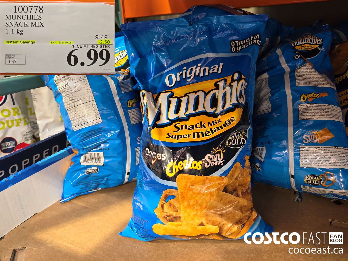 100778 MUNCHIES SNACK MIX 1.1 KG ($2.50 INSTANT SAVINGS EXPIRES ON 2024-09-08) $6.99