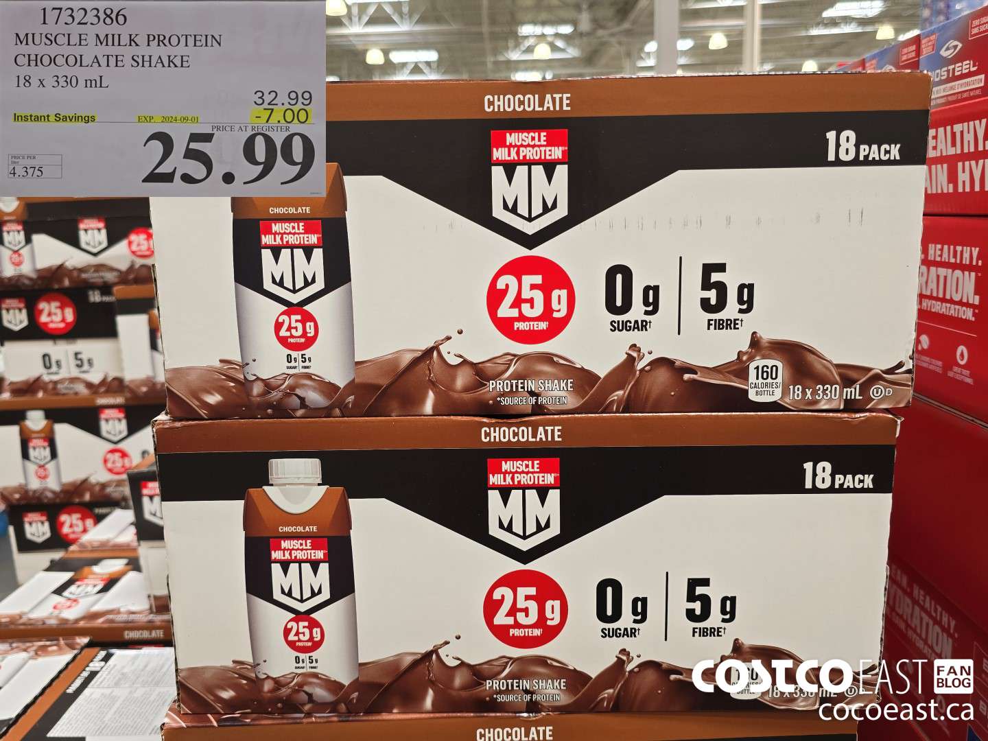 1732386 MUSCLE MILK PROTEIN CHOCOLATE SHAKE 18 X 330 ML ($7.00 INSTANT SAVINGS EXPIRES ON 2024-09-01) $25.99