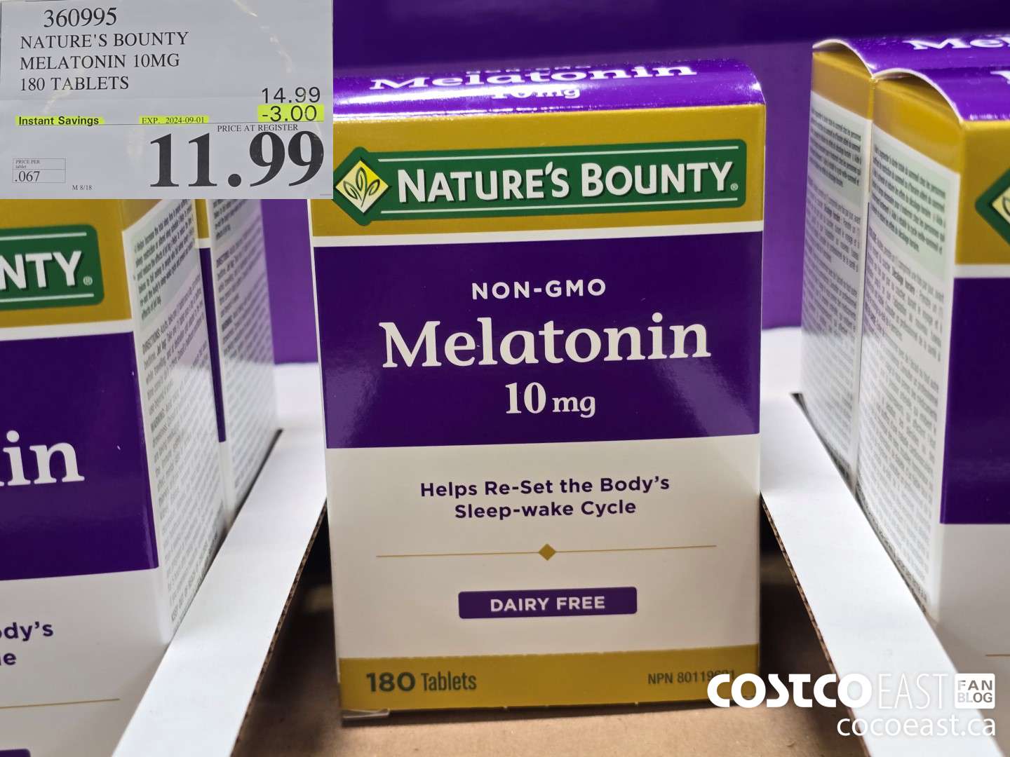 360995 NATURE'S BOUNTY MELATONIN 10 MG 180 TABLETS ($3.00 INSTANT SAVINGS EXPIRES ON 2024-09-01) $11.99