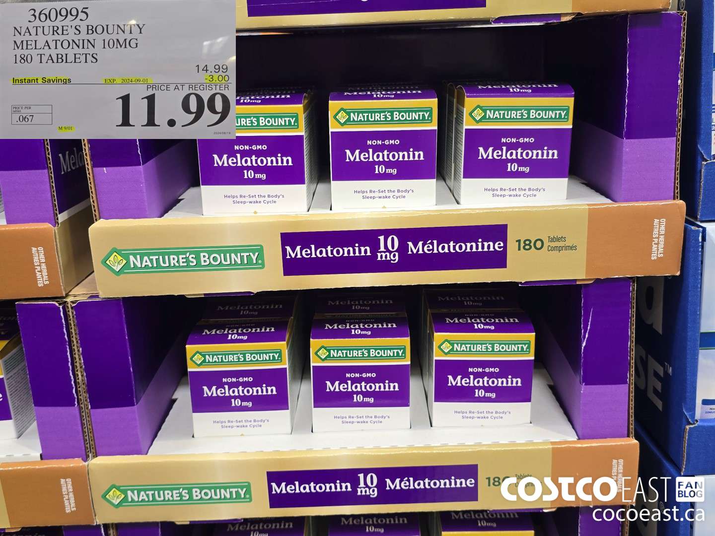 360995 NATURE'S BOUNTY MELATONIN 10 MG 180 TABLETS ($3.00 INSTANT SAVINGS EXPIRES ON 2024-09-01) $11.99