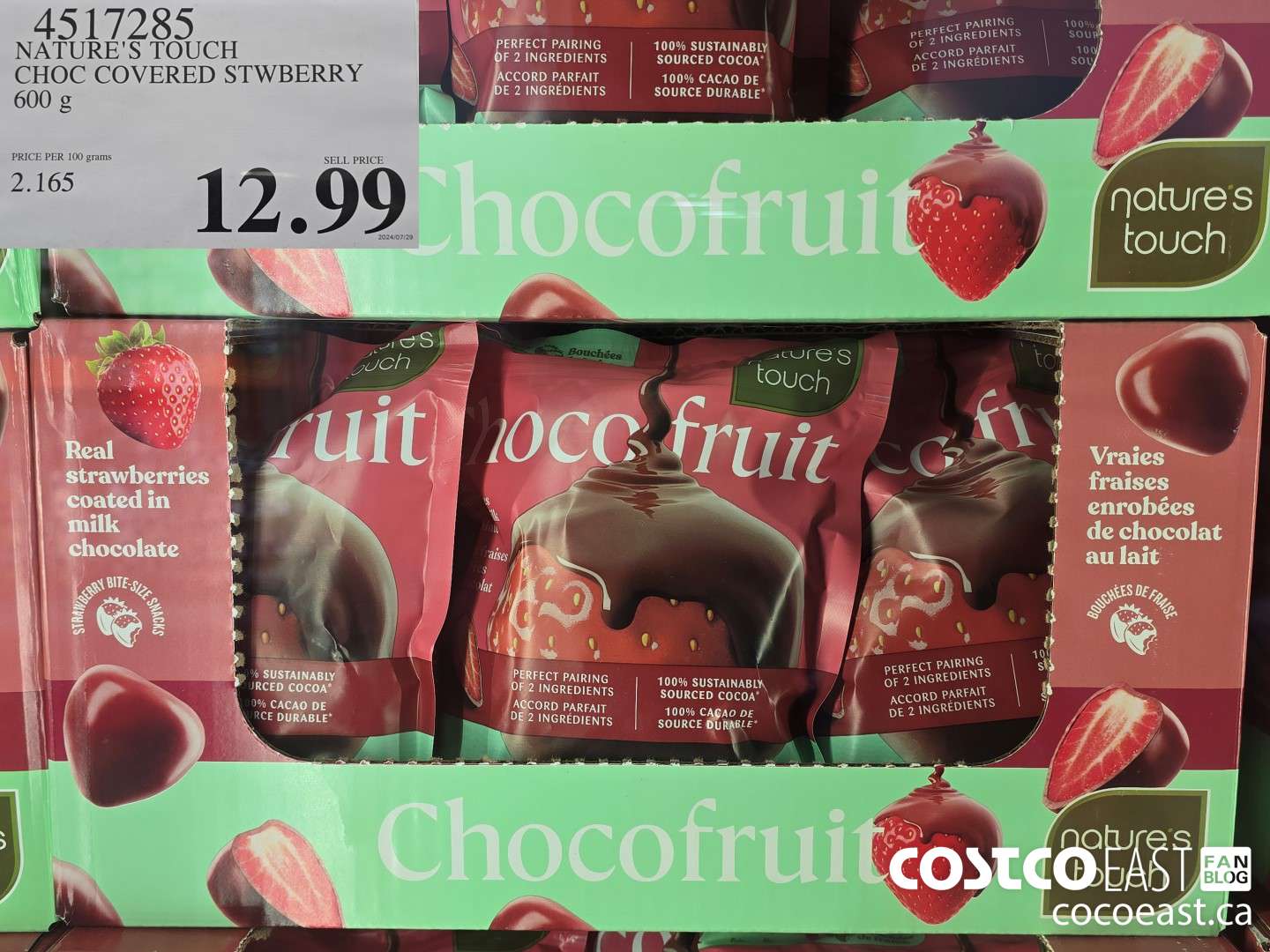 4517285 NATURE'S TOUCH CHOC COVERED STRAWBERRY 600 g $12.99
