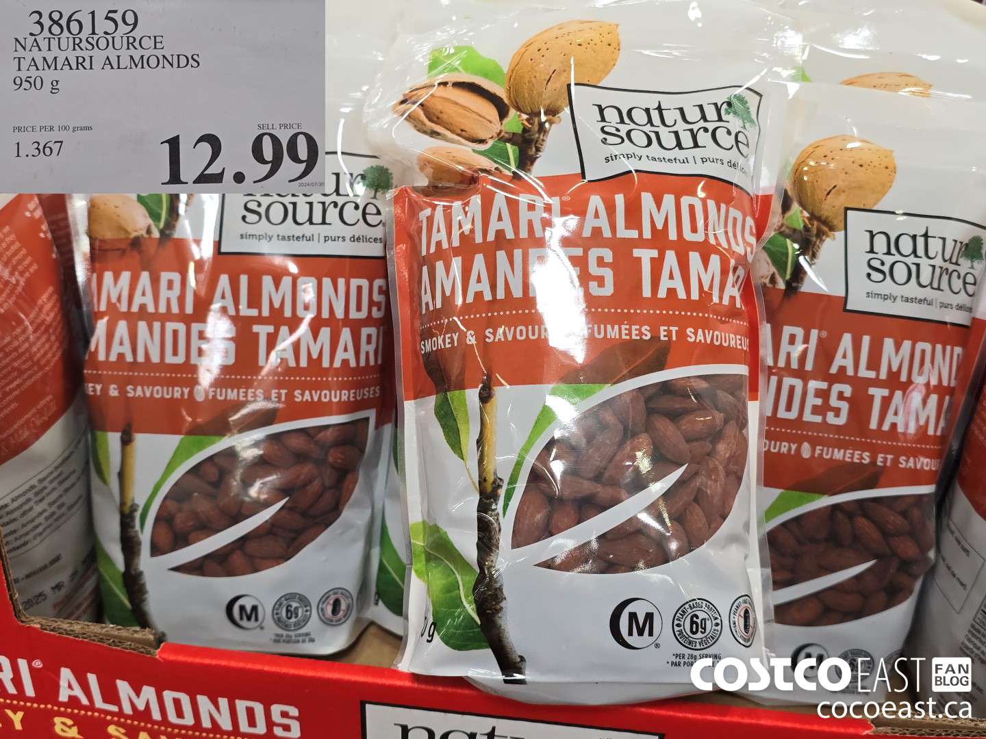 386159 NATURSOURCE TAMARI ALMONDS 950 G $12.99