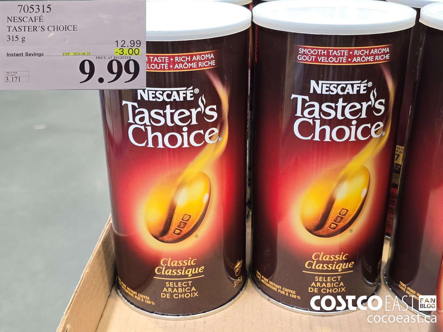 705315 NESCAFE TASTER'S CHOICE 315 g ($3.00 INSTANT SAVINGS EXPIRES ON 2024-08-25) $9.99