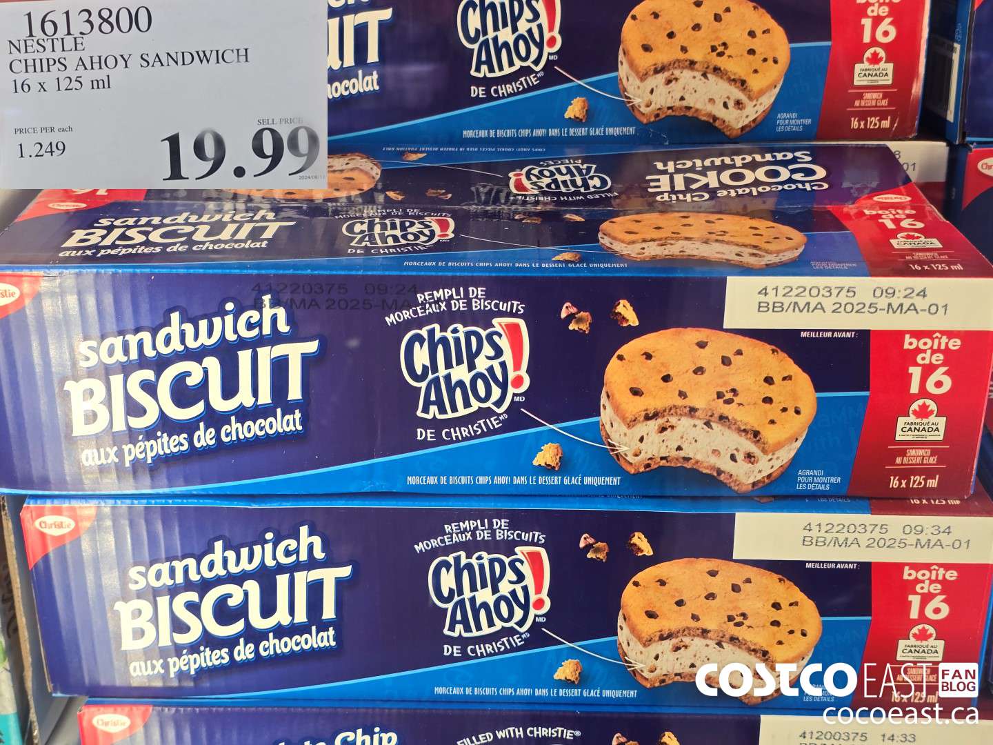 1613800 NESTLE CHIPS AHOY SANDWICH 16 X 125 ML $19.99