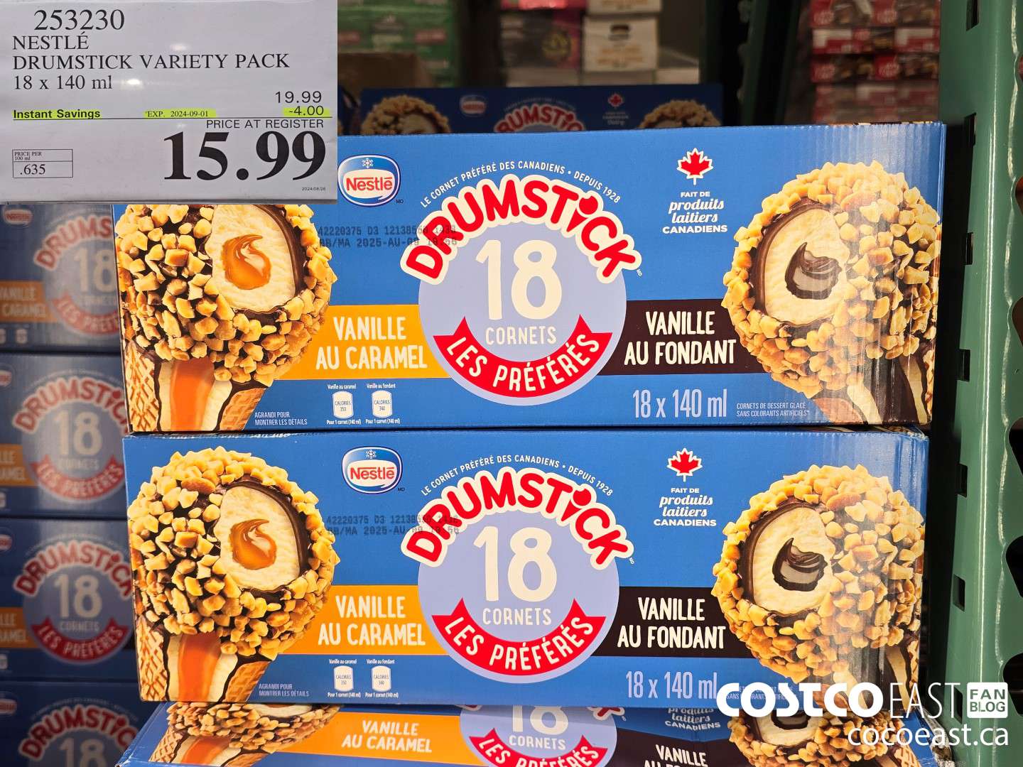 253230 NESTLE DRUMSTICK VARIETY PACK 18 X 140 ML ($4.00 INSTANT SAVINGS EXPIRES ON 2024-09-01) $15.99