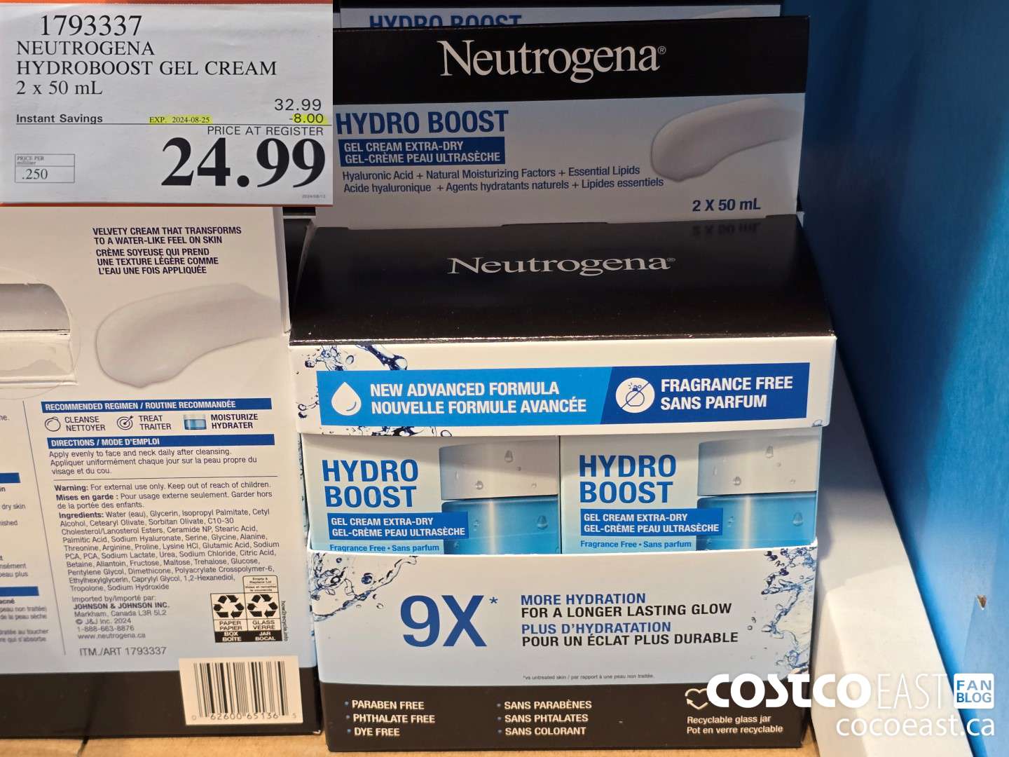 1793337 NEUTROGENA HYDROBOOST GEL CREAM 2 X 50 ML ($8.00 INSTANT SAVINGS EXPIRES ON 2024-08-25) $24.99