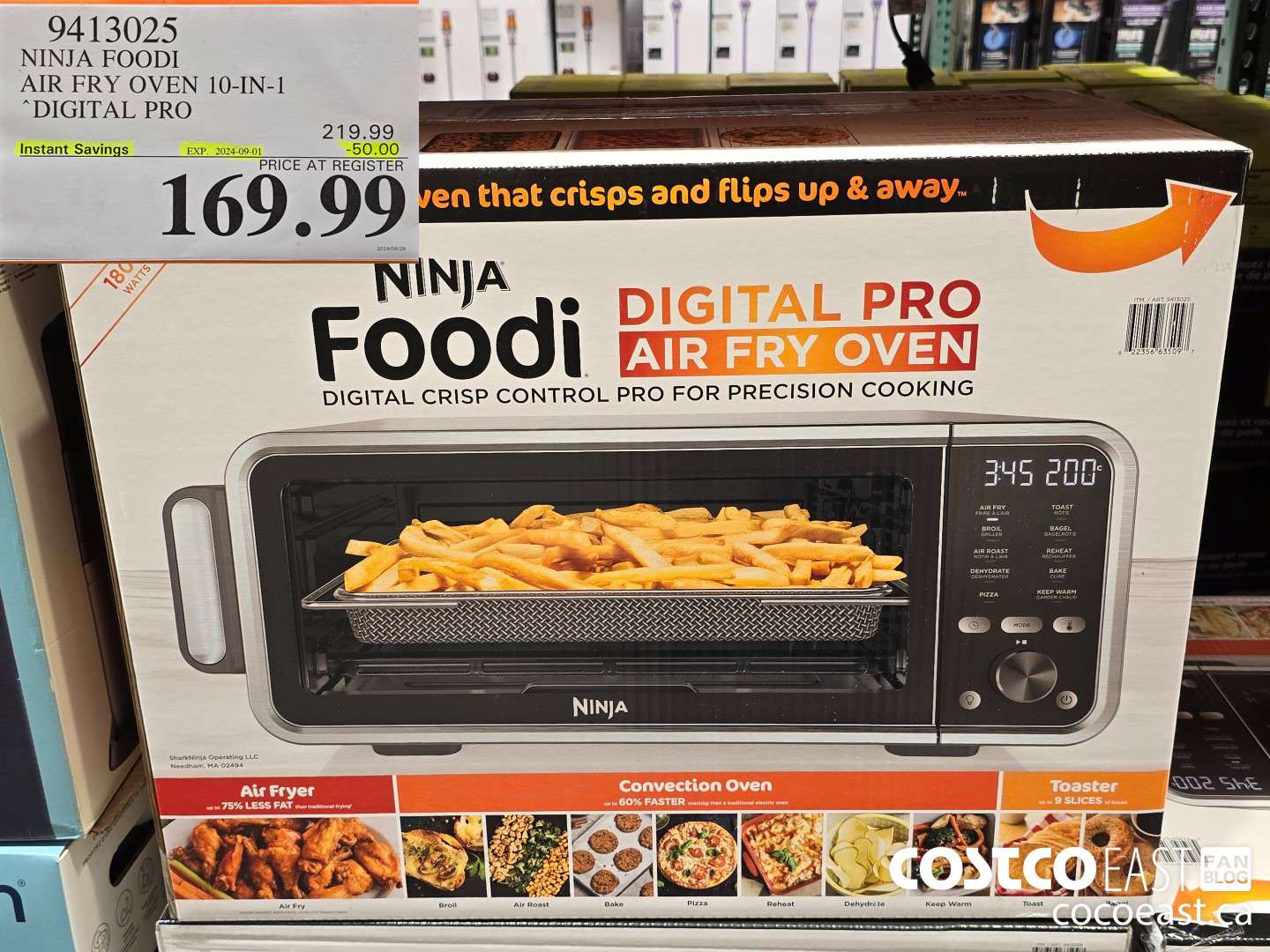 9413025 NINJA FOODI AIR FRY OVEN 10-IN-1 DIGITAL PRO ($50.00 INSTANT SAVINGS EXPIRES ON 2024-09-01) $169.99