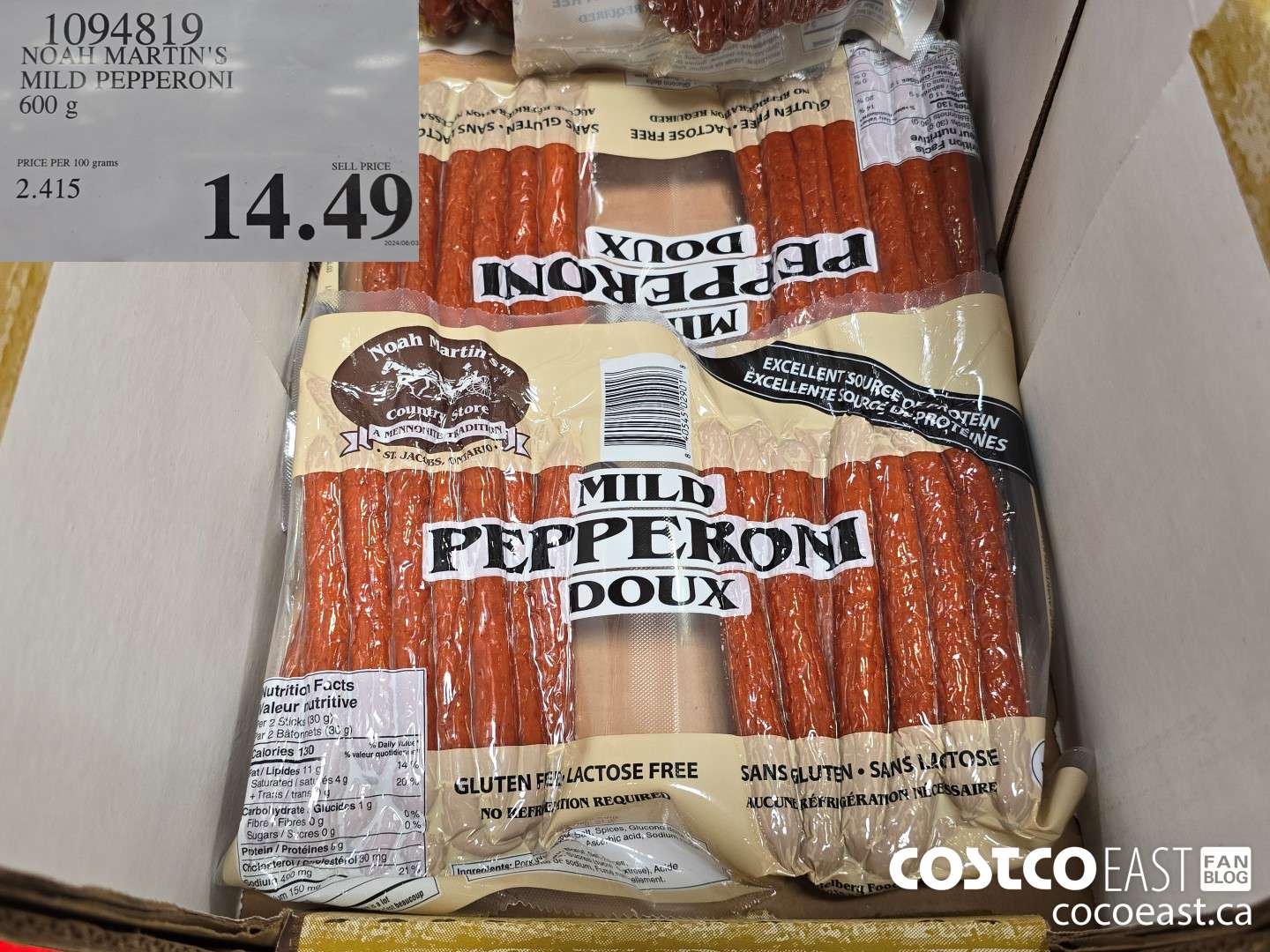 1094819 NOAH MARTIN'S MILD PEPPERONI 600 g $14.49