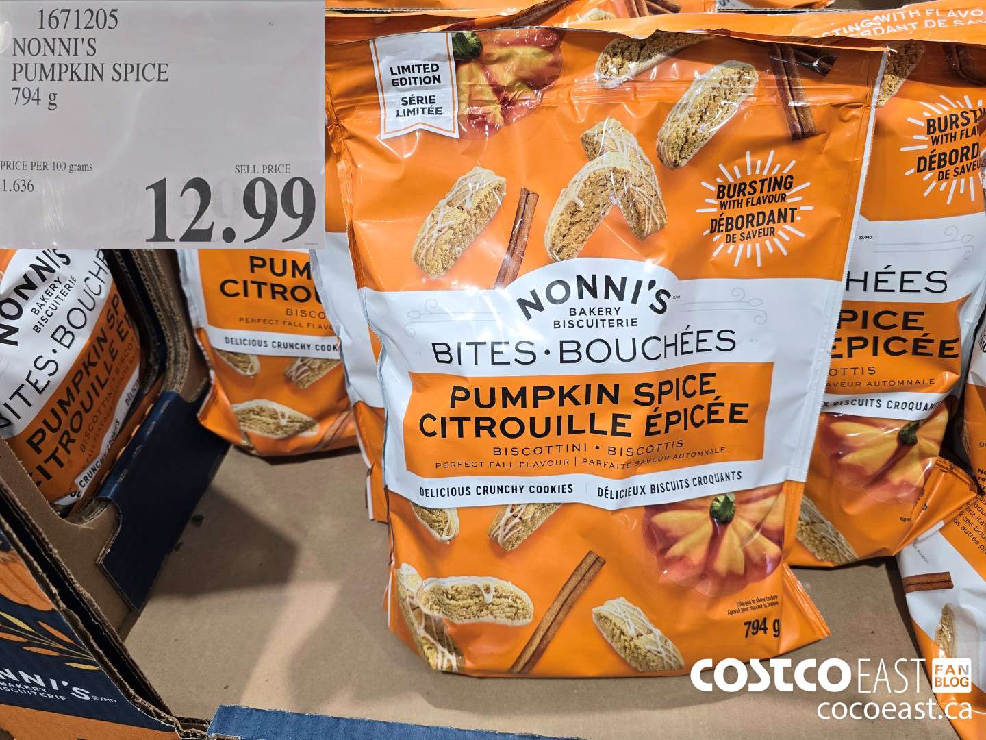 1671205 NONNI'S PUMPKIN SPICE 794 g $12.99