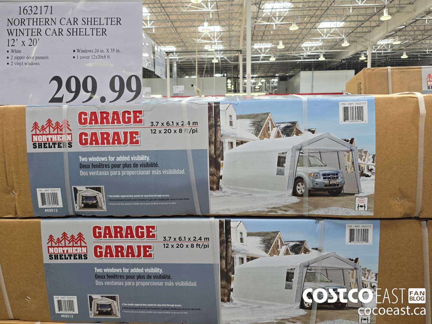 1632171 NORTHERN CAR SHELTERS WINTER CAR SHELTER 12' x 20' $299.99