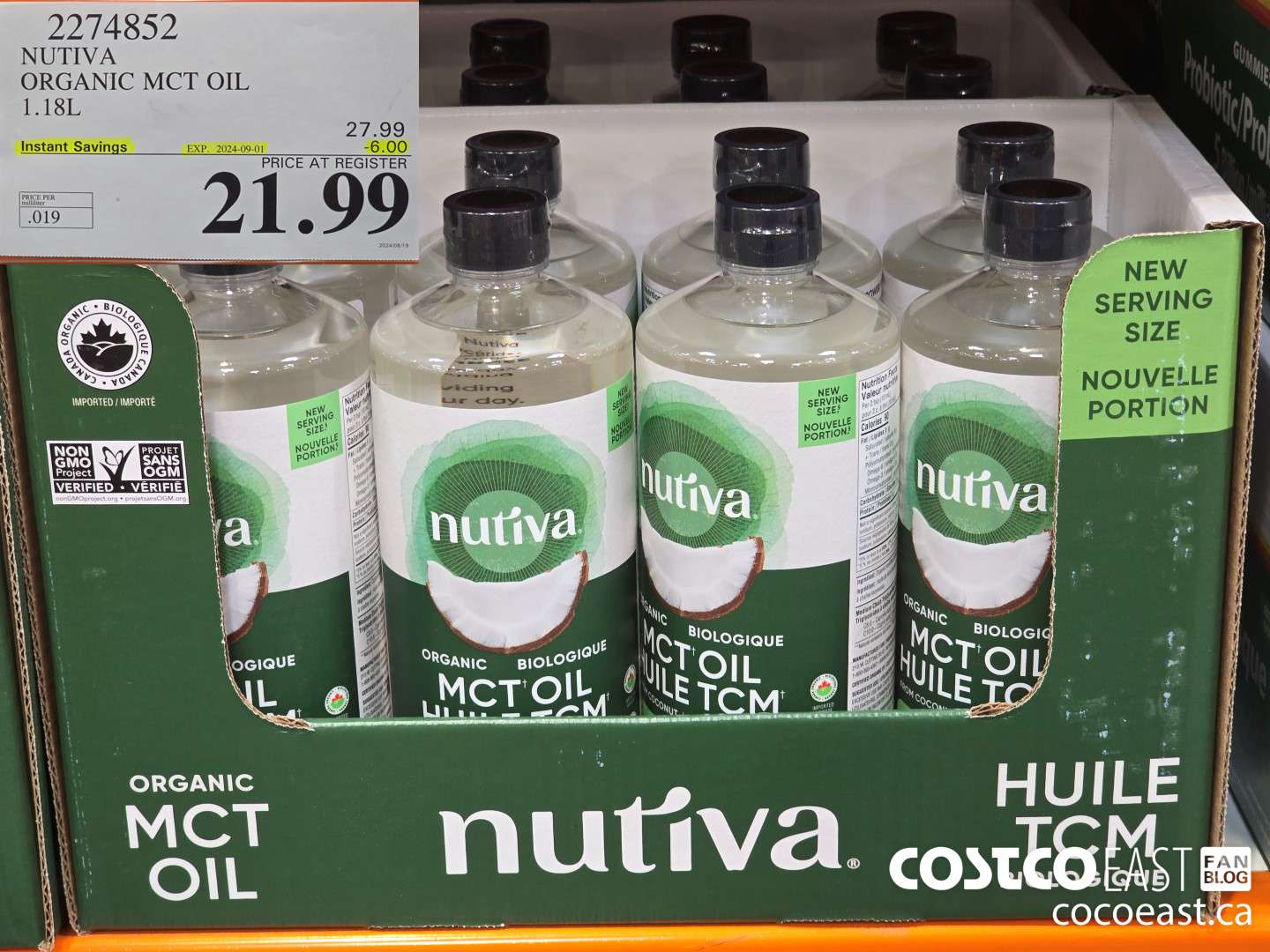 2274852 NUTIVA ORGANIC MCT OIL 1.18L ($6.00 INSTANT SAVINGS EXPIRES ON 2024-09-01) $21.99