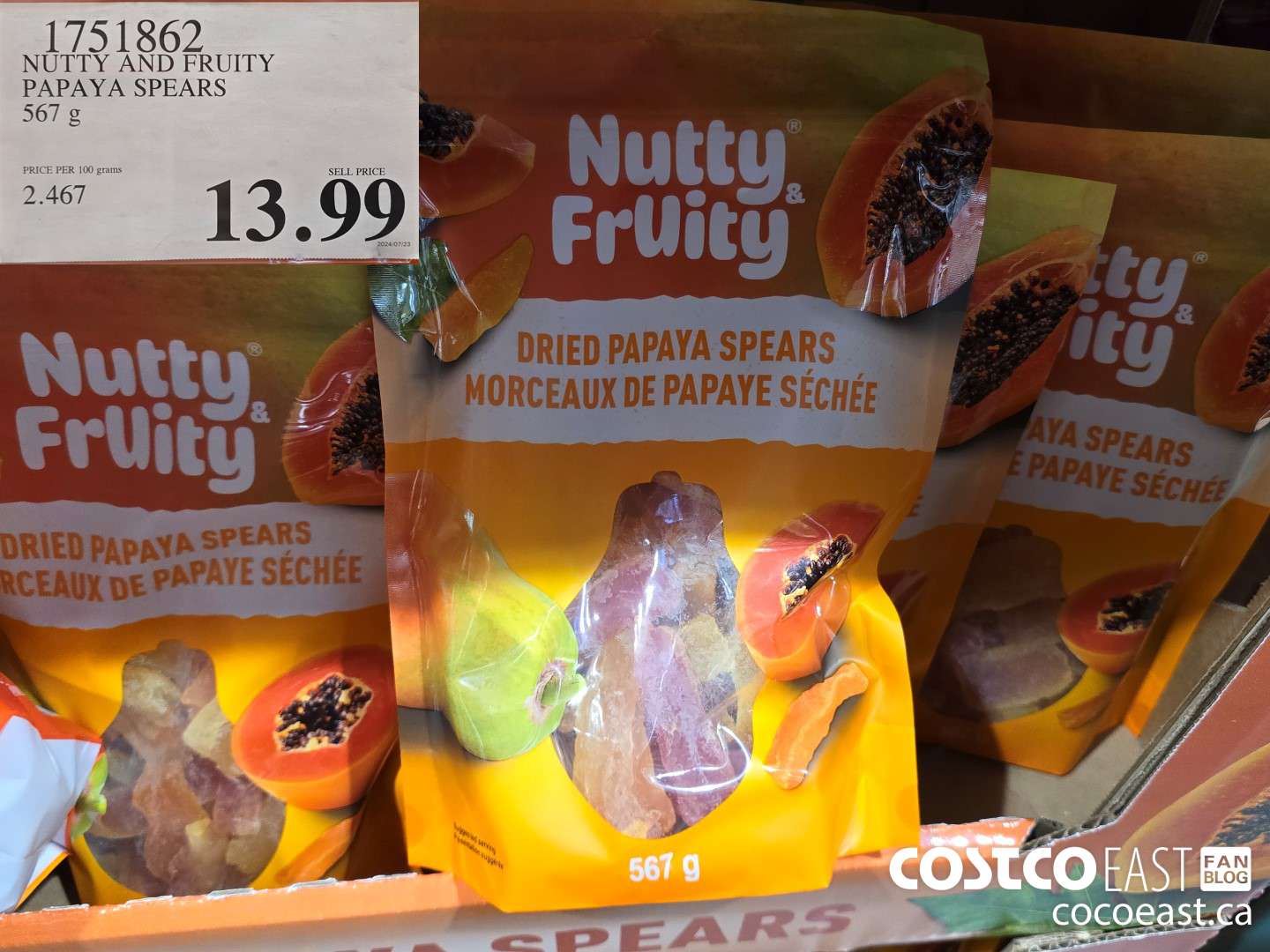 1751862 NUTTY AND FRUITY PAPAYA SPEARS 567 g $13.99
