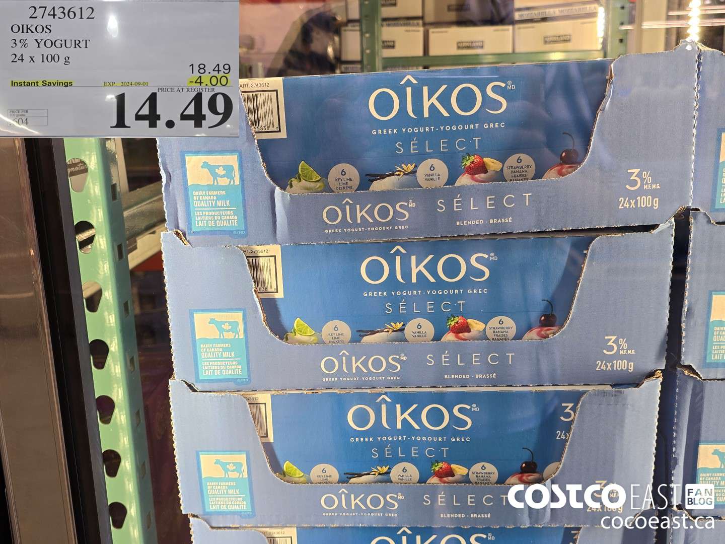 2743612 OIKOS 3% YOGURT 24 x 100g ($4.00 INSTANT SAVINGS EXPIRES ON 2024-09-01) $14.49