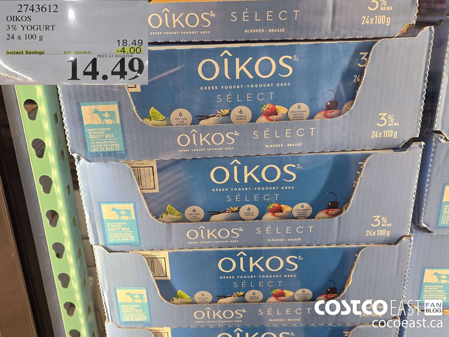 2743612 OIKOS 3% YOGURT 24 x 100g ($4.00 INSTANT SAVINGS EXPIRES ON 2024-09-01) $14.49