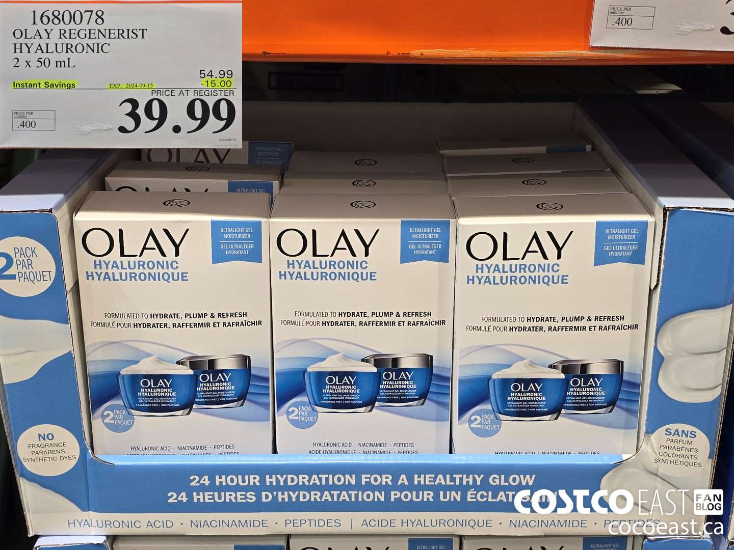 1680078 OLAY REGENERIST HYALURONIC 2 X 50 G ($15.00 INSTANT SAVINGS EXPIRES ON 2024-09-15) $39.99