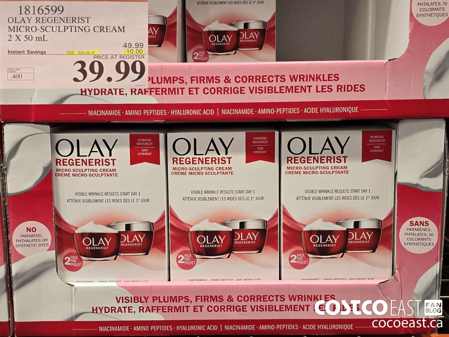 1816599 OLAY REGENERIST MICRO-SCULPTING CREAM2 X 50 ML ($10.00 INSTANT SAVINGS EXPIRES ON 2024-08-18) $39.99