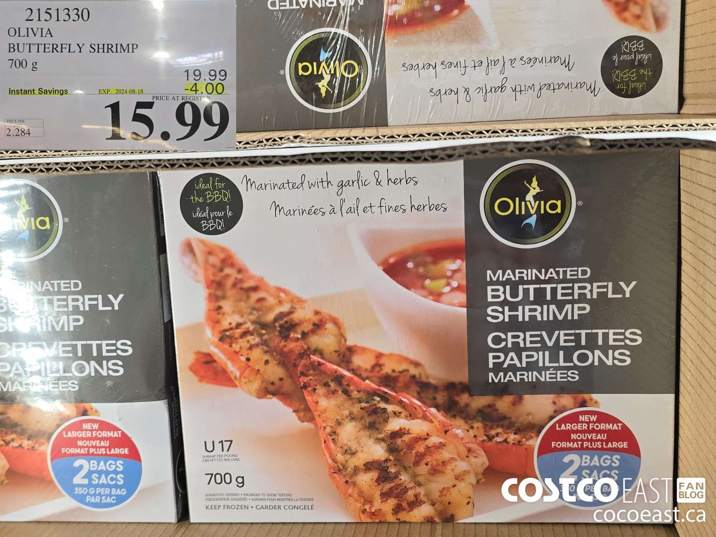 2151330 OLIVIA BUTTERFLY SHRIMP 700 G ($4.00 INSTANT SAVINGS EXPIRES ON 2024-08-18) $15.99