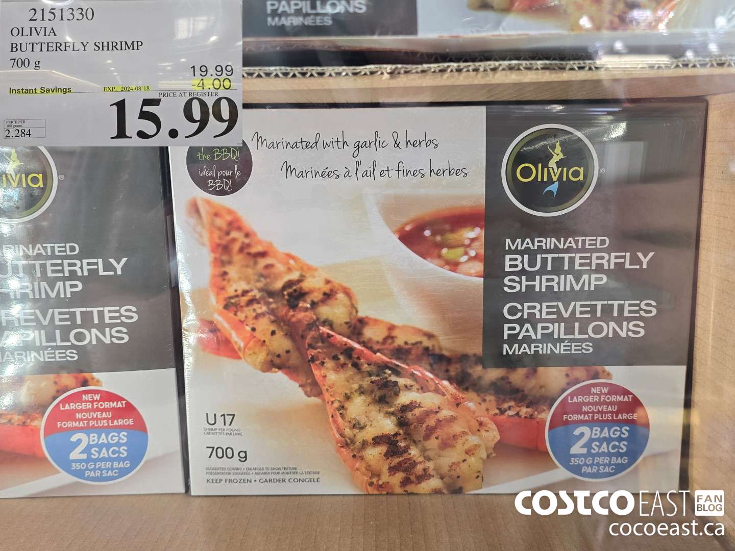 2151330 OLIVIA BUTTERFLY SHRIMP 700 G ($4.00 INSTANT SAVINGS EXPIRES ON 2024-08-18) $15.99