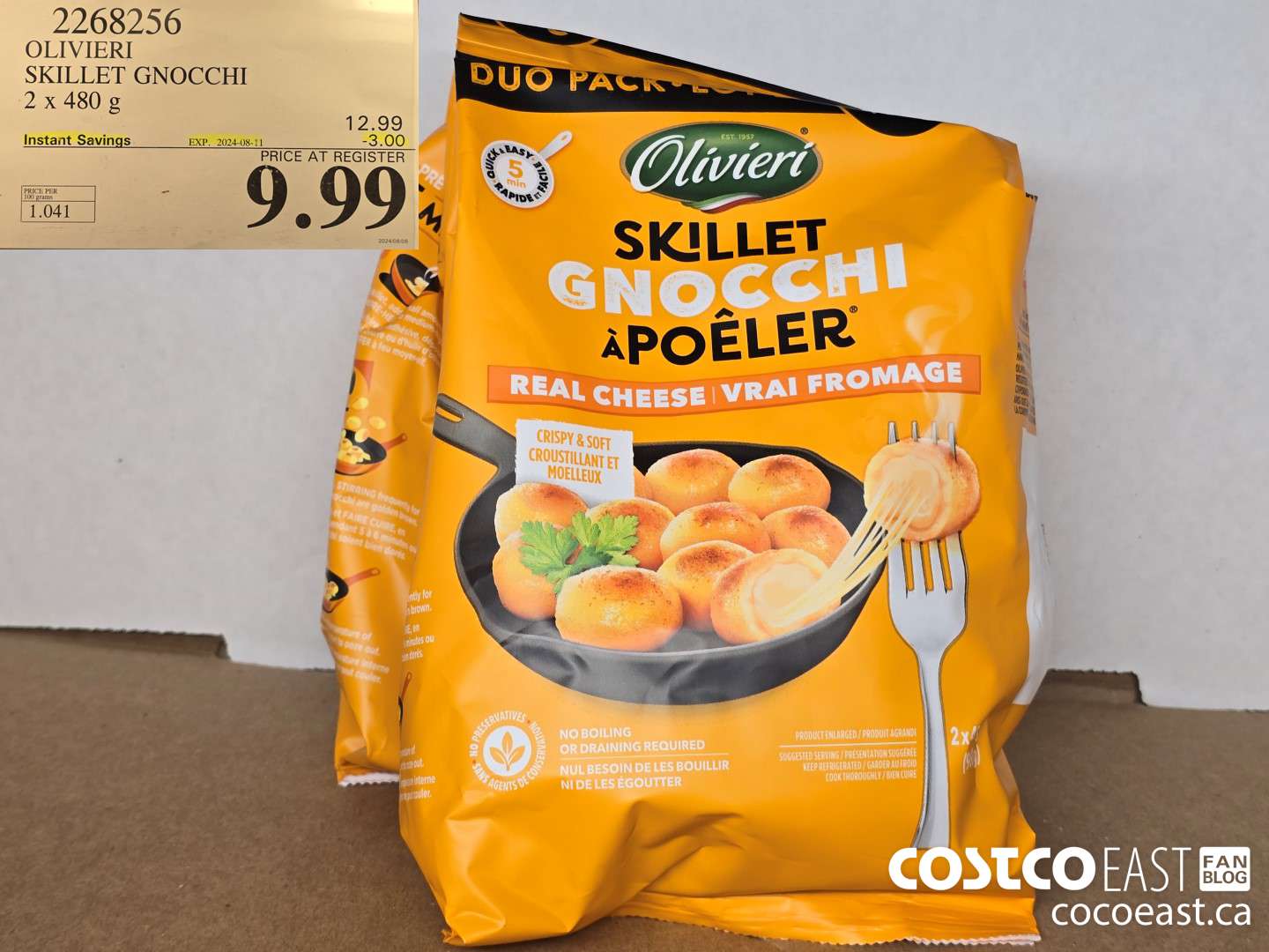 2268256 OLIVIERI SKILLET GNOCCHI 2 x 480 g ($3.00 INSTANT SAVINGS EXPIRES ON 2024-08-11) $9.99