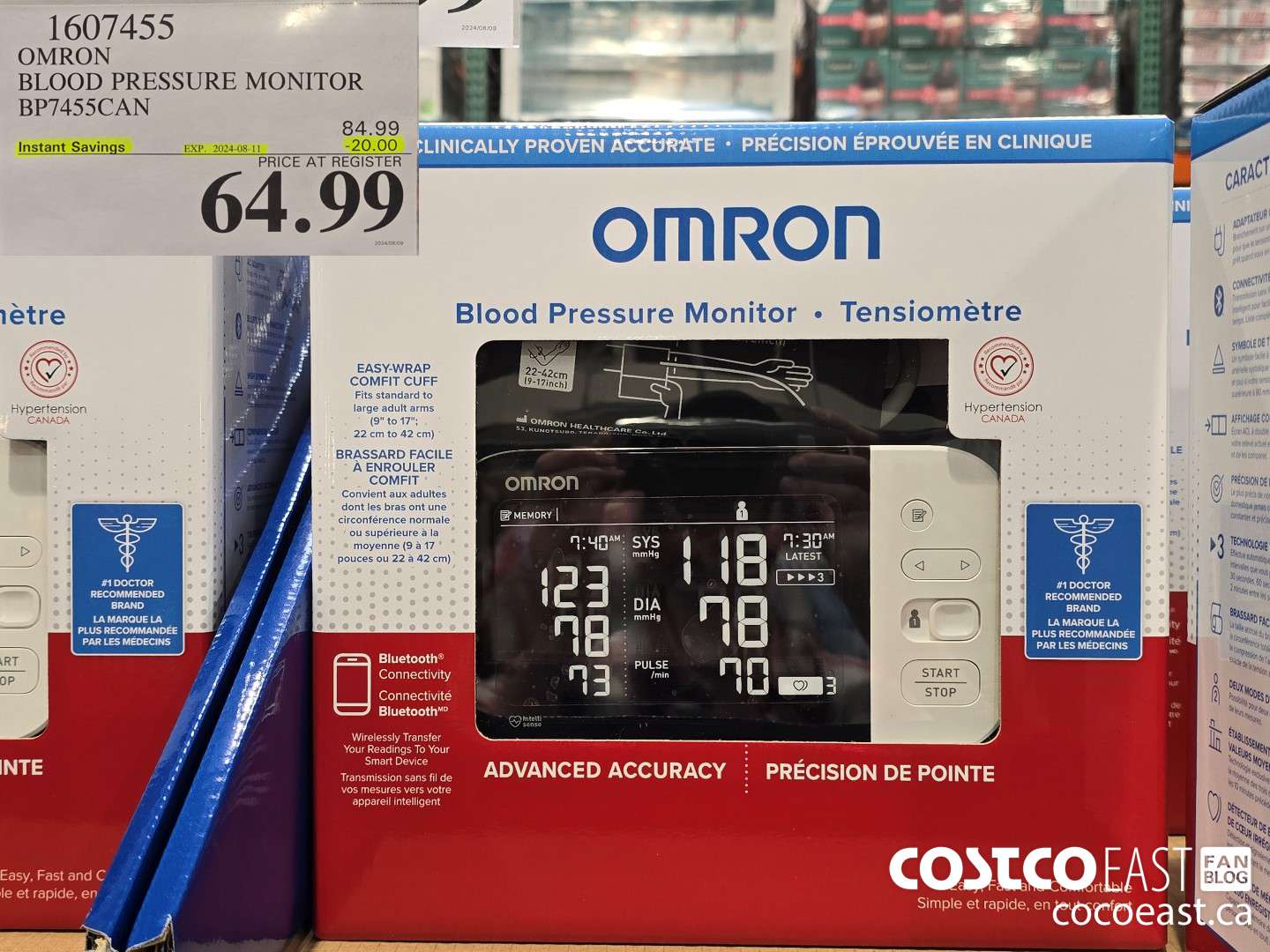 1607455 OMRON BLOOD PRESSURE MONITOR BP7455CAN ($20.00 INSTANT SAVINGS EXPIRES ON 2024-08-11) $64.99