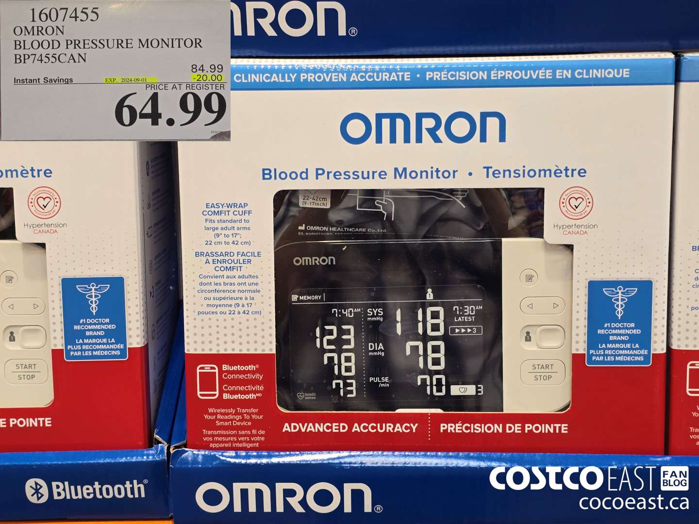 1607455 OMRON BLOOD PRESSURE MONITOR BP7455CAN ($20.00 INSTANT SAVINGS EXPIRES ON 2024-09-01) $64.99