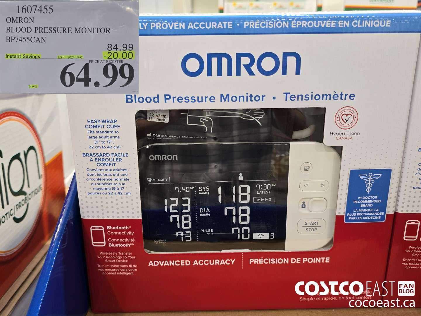 1607455 OMRON BLOOD PRESSURE MONITOR BP7455CAN ($20.00 INSTANT SAVINGS EXPIRES ON 2024-09-01) $64.99