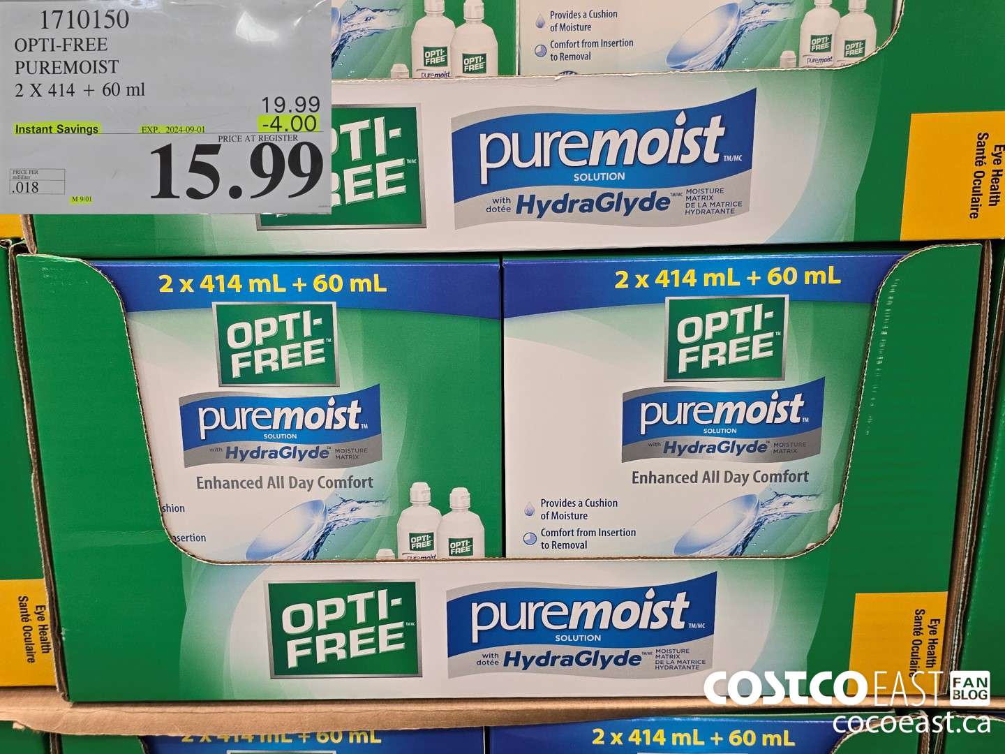 1710150 OPTI-FREE PUREMOIST 2 X 414 + 60 ml ($4.00 INSTANT SAVINGS EXPIRES ON 2024-09-01) $15.99