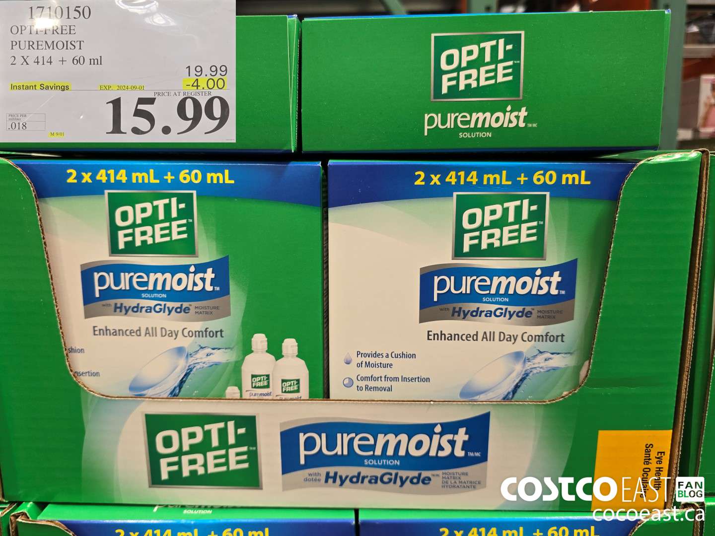 1710150 OPTI-FREE PUREMOIST 2 X 414 + 60 ml ($4.00 INSTANT SAVINGS EXPIRES ON 2024-09-01) $15.99
