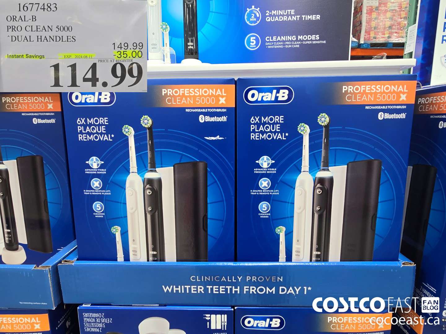 1677483 ORAL-B PRO CLEAN 5000 DUAL HANDLES ($35.00 INSTANT SAVINGS EXPIRES ON 2024-08-11) $114.99