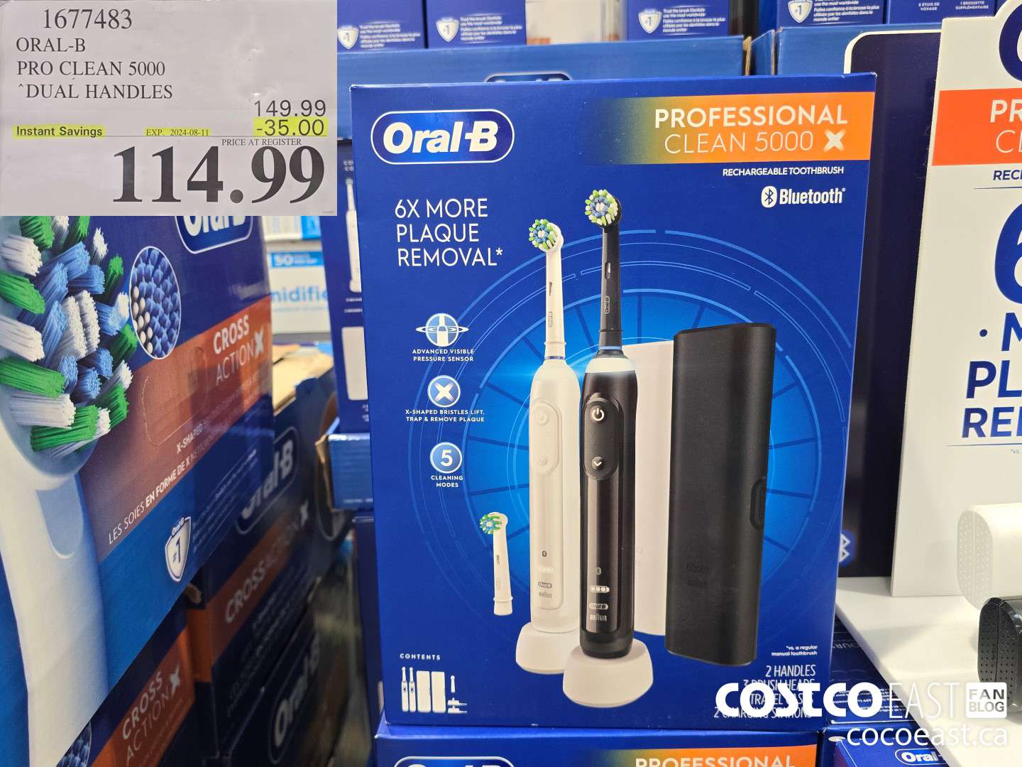 1677483 ORAL-B PRO CLEAN 5000 DUAL HANDLES ($35.00 INSTANT SAVINGS EXPIRES ON 2024-08-11) $114.99