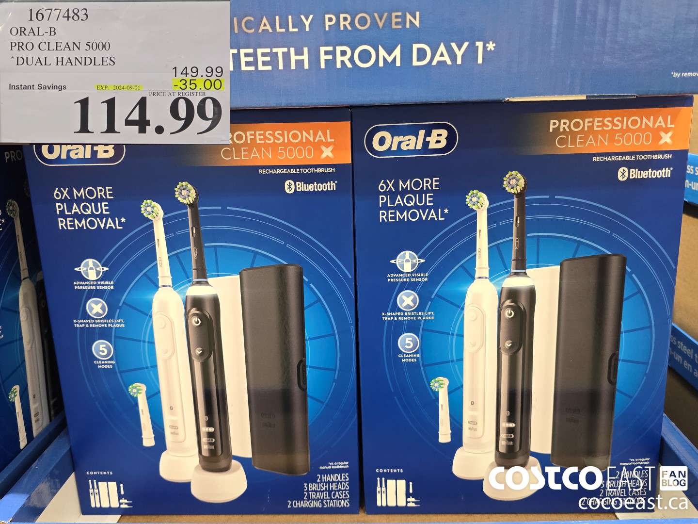 1677483 ORAL-B PRO CLEAN 5000 DUAL HANDLES ($35.00 INSTANT SAVINGS EXPIRES ON 2024-09-01) $114.99