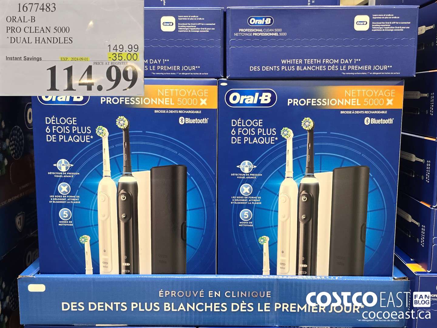 1677483 ORAL-B PRO CLEAN 5000 DUAL HANDLES ($35.00 INSTANT SAVINGS EXPIRES ON 2024-09-01) $114.99
