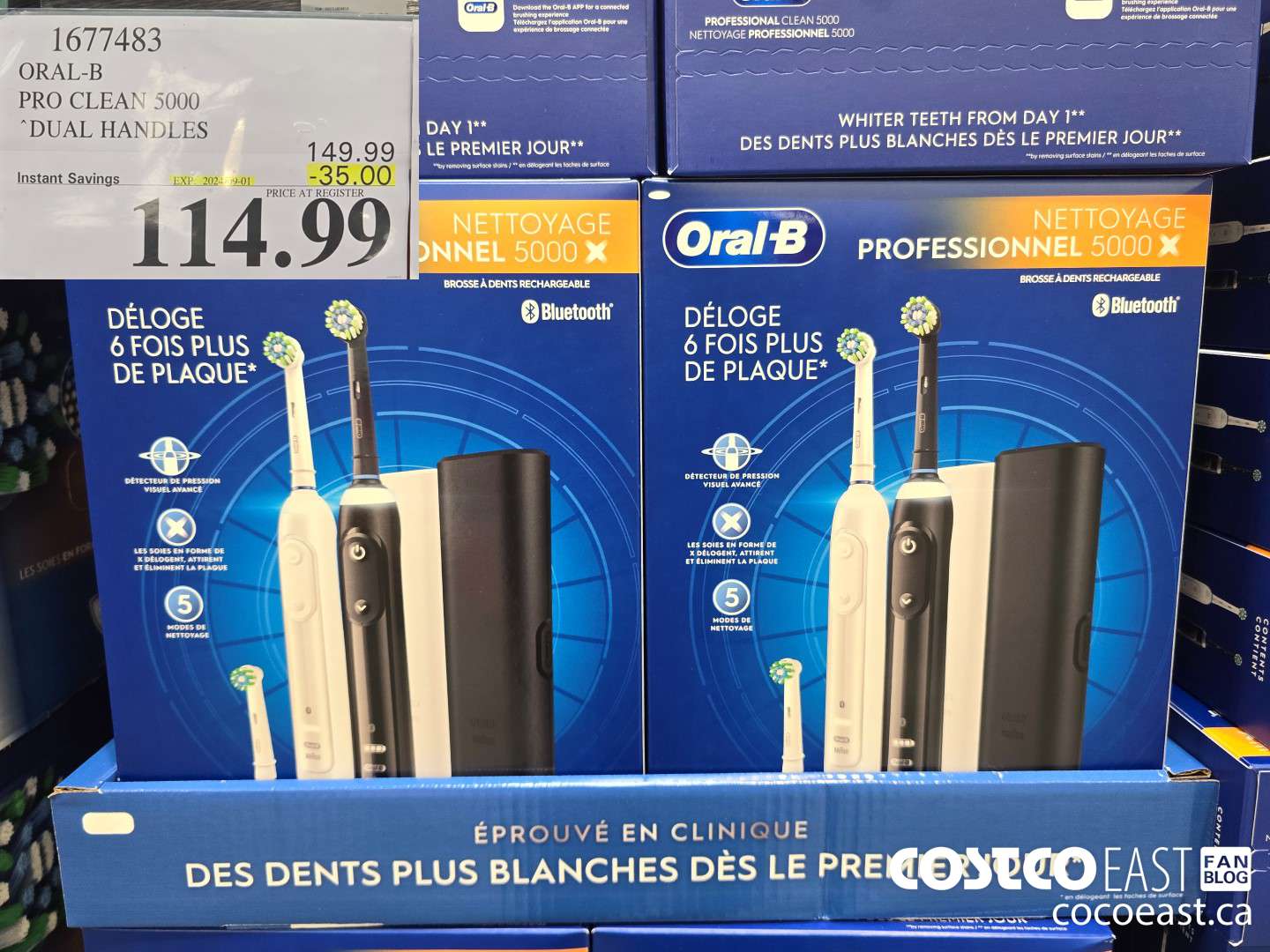 1677483 ORAL-B PRO CLEAN 5000 DUAL HANDLES ($35.00 INSTANT SAVINGS EXPIRES ON 2024-09-01) $114.99