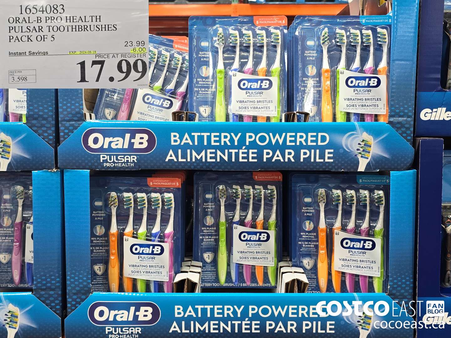 1654083 ORAL-B PRO HEALTH PULSAR TOOTHBRUSHES PACK OF 5 ($6.00 INSTANT SAVINGS EXPIRES ON 2024-08-18) $17.99