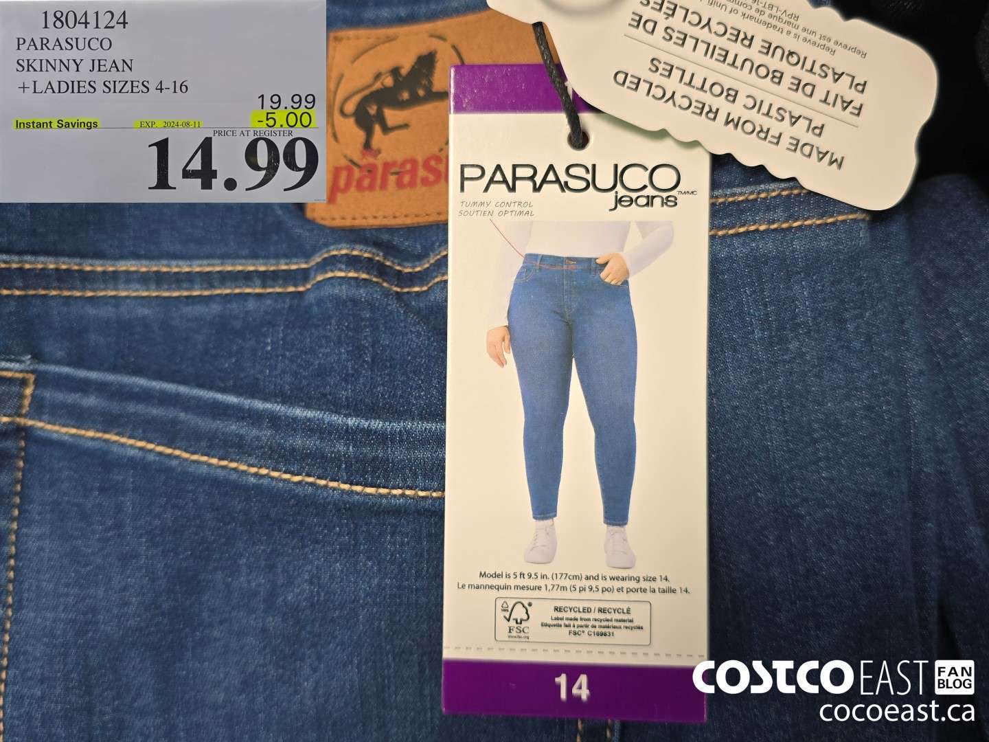 1804124 PARASUCO SKINNY JEAN +LADIES SIZES 4-16 ($5.00 INSTANT SAVINGS EXPIRES ON 2024-08-11) $14.99